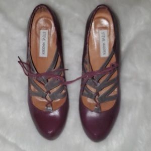 Genuine Leather Steve Madden Purple and grey lace up heels size 9
